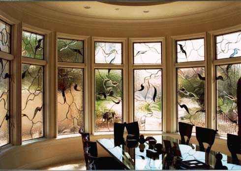 Contemporary Beveled Leaded Glass Work From Stained Glass Woodland Hills and Silva Glassworks
